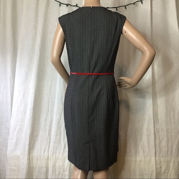 Calvin Klein Sleeveless Belted Sheath Gray Dress 4 - Picture 4 of 8